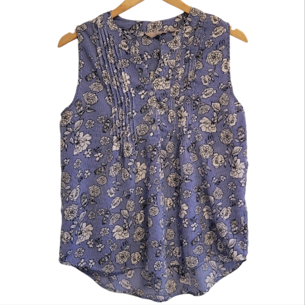 Coral Bay Floral Sleeveless Tunic Blouse (Large)